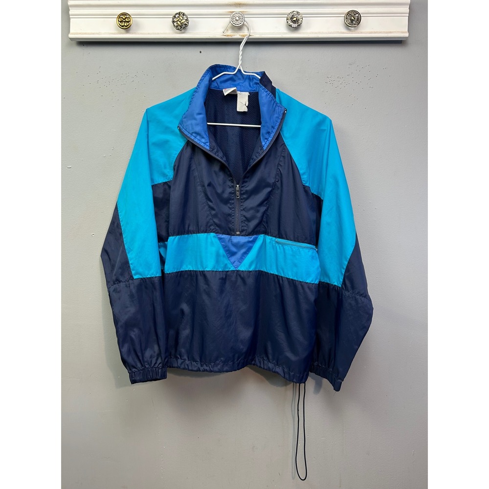 Nike Windbreaker Kids Large Blue Colorblock Vintage 90s Half Zip Mesh Lined